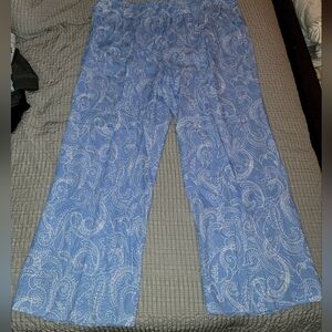 Jessica London Blue & White Linen Pants